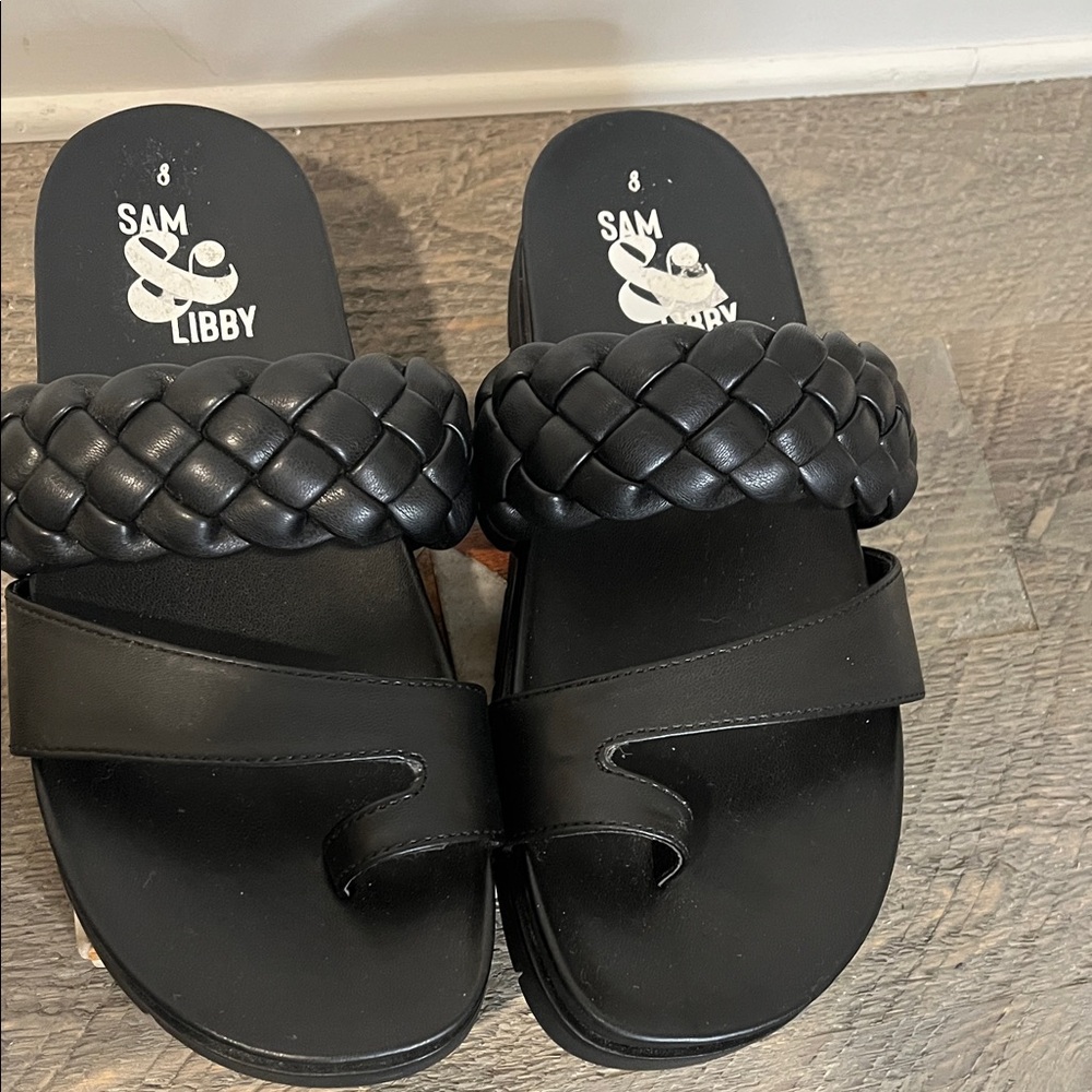 Sam & Libby Adelia Braided Footbed Sandal - Black - Size 8 - Picture 6 of 9